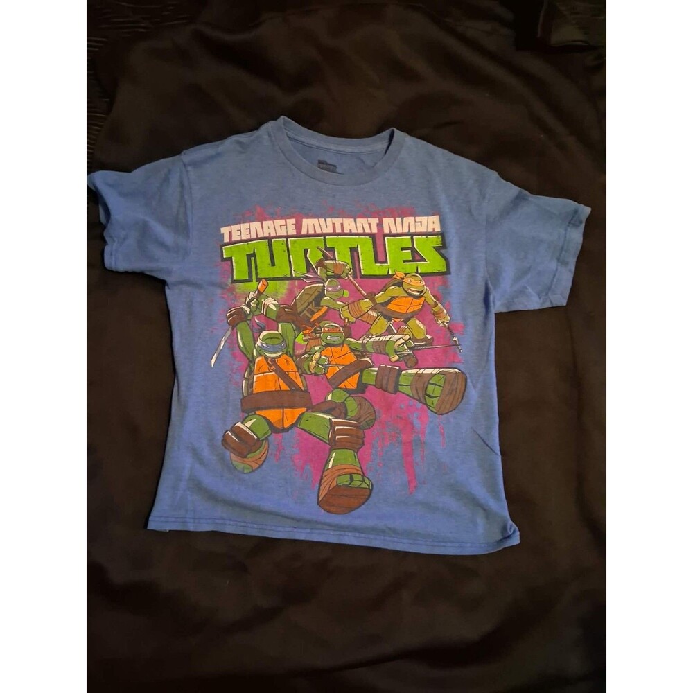 Teenage Mutant Ninja Turtles Shirt Boys Medium 8 10 TMNT Heather Blue Graphic